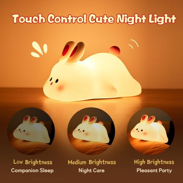 Cute LED Night Light Touch Sensor Cartoon's Nightlights Big Face Rabbit Silicone Night هدية عيد الميلاد المصباح بجانب السرير ديكور المنزل