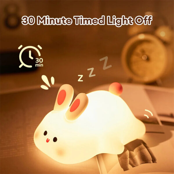 Cute LED Night Light Touch Sensor Cartoon's Nightlights Big Face Rabbit Silicone Night هدية عيد الميلاد المصباح بجانب السرير ديكور المنزل - Image 7