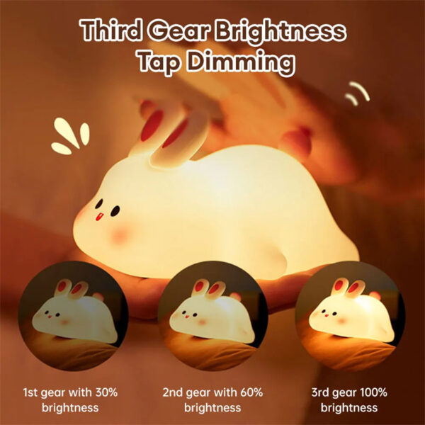 Cute LED Night Light Touch Sensor Cartoon's Nightlights Big Face Rabbit Silicone Night هدية عيد الميلاد المصباح بجانب السرير ديكور المنزل - Image 9