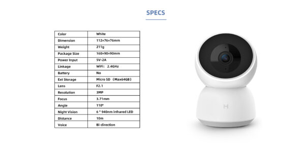 كاميرا IMILAB A1 2K كاميرا WiFi Mi Home App Security Camera CCTV Vedio Surveillance Camera Baby Monitor كاميرا واي فاي - Image 8